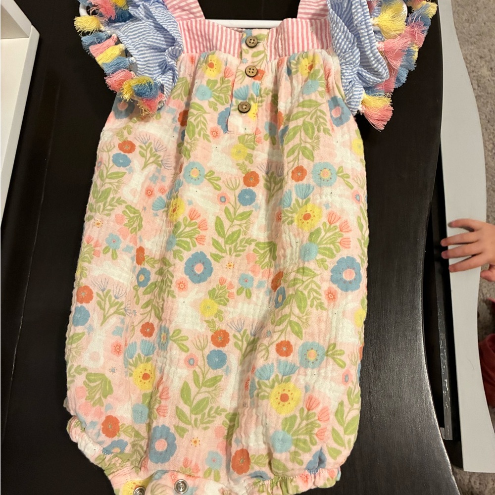 Mud Pie bubble romper with bunnies